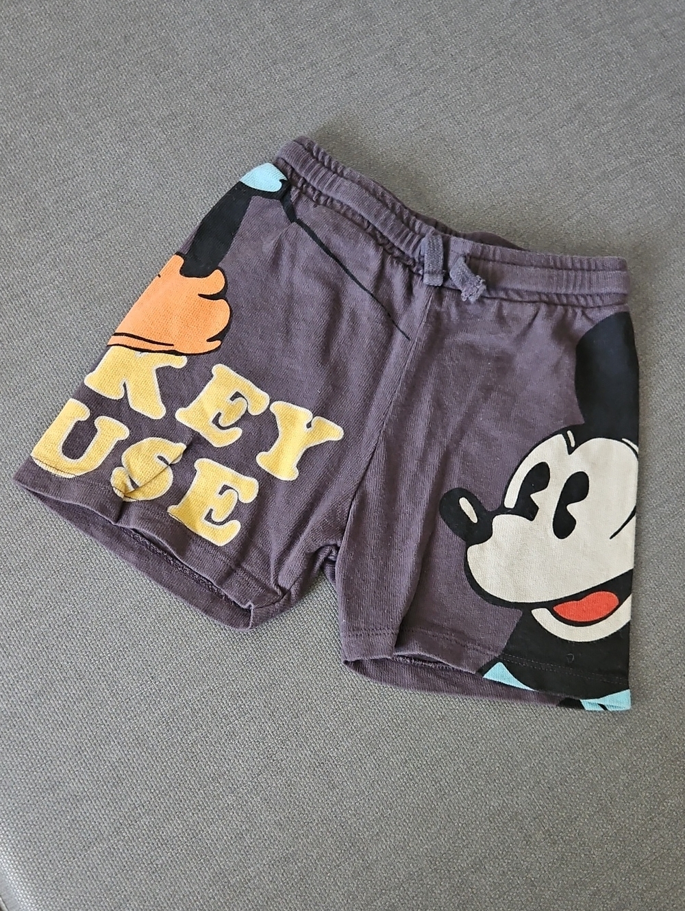 Zara Purple Mickey Mouse Graphic Kids Shorts with Yellow Accents